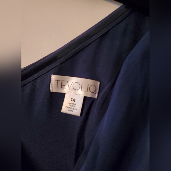 Tevolio One-Shoulder Navy Blue Chiffon David's Bridal Bridesmaid Party Dress 14 - Picture 10 of 10